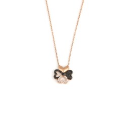 925 Sterling Silver Hearts Clover Necklace - 4