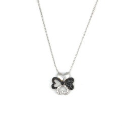 925 Sterling Silver Hearts Clover Necklace - 8