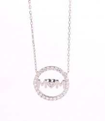 925 Sterling Silver Mom Written Necklace - 4