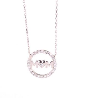 925 Sterling Silver Mom Written Necklace - 6