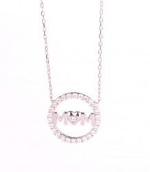 925 Sterling Silver Mom Written Necklace - 7