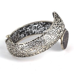 925 Sterling Silver Openwork Onyx Stone Bracelet - 4