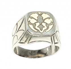 925 Sterling Silver Patterned Ring - 5