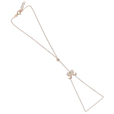 925 Sterling Silver Rose Gold Plated Vav Letter Hand Bracelet - 2