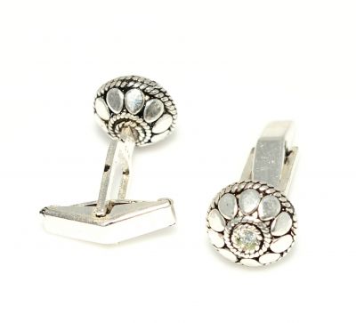 925 Sterling Silver Round Patterned Cuff - 2