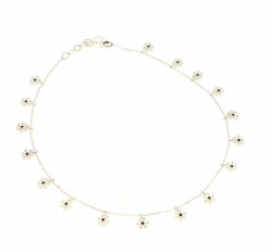 925 Sterling Silver Snowflake Anklet with Black Cz - 4