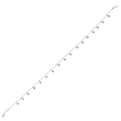 925 Sterling Silver Snowflake Anklet with Black Cz - 3