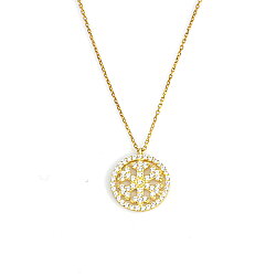 925 Sterling Silver Snowflake in a Hoop Necklace with White Zirconium - 6