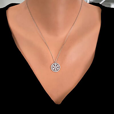 925 Sterling Silver Snowflake in a Hoop Necklace with White Zirconium - 1