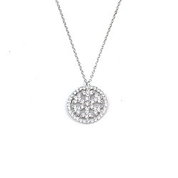 925 Sterling Silver Snowflake in a Hoop Necklace with White Zirconium - 3