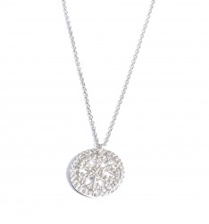 925 Sterling Silver Snowflake in a Hoop Necklace with White Zirconium - 13