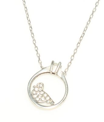 925 Sterling Silver Solitaire Ring & Dove Necklace with White CZs - 2