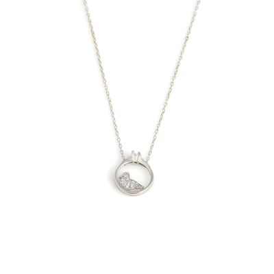 925 Sterling Silver Solitaire Ring & Dove Necklace with White CZs - 1
