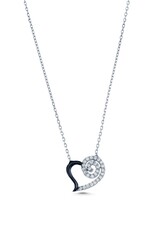 925 Sterling Silver Spiral Heart Necklace with White Cz - 5