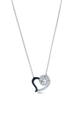 925 Sterling Silver Spiral Heart Necklace with White Cz - 5
