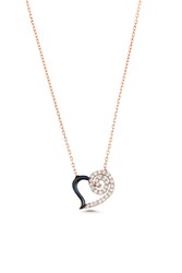 925 Sterling Silver Spiral Heart Necklace with White Cz - 7
