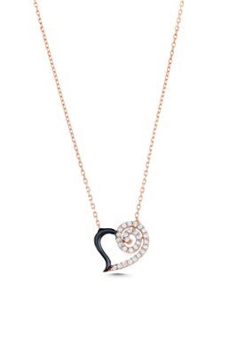 925 Sterling Silver Spiral Heart Necklace with White Cz - 7