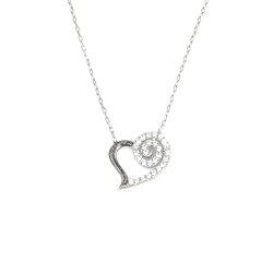 925 Sterling Silver Spiral Heart Necklace with White Cz - 4