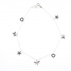925 Sterling Silver Star, butterfly heart Anklet - 3
