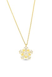 925 Sterling Silver Star Snowflake Necklace with Black Cz - 3