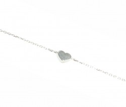 925 Sterling Silver Tiny Heart Bracelet, White Gold Plated - 7