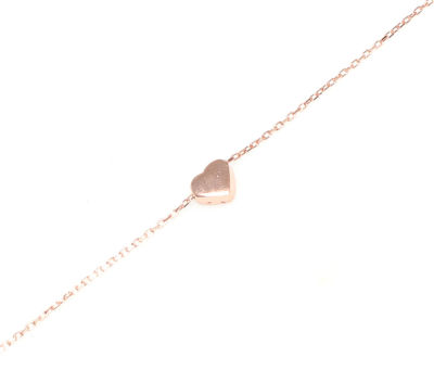 925 Sterling Silver Tiny Heart Bracelet, White Gold Plated - 8