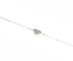 925 Sterling Silver Tiny Heart Bracelet, White Gold Plated - 9