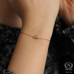 925 Sterling Silver Tiny Heart Bracelet, White Gold Plated - 11
