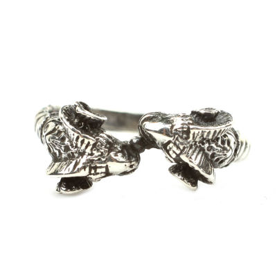 925 Sterling Silver Tiny Ram's Head Ring - 4