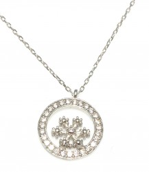 925 Sterling Silver Tiny Snowflake in a Circle Necklace - 3
