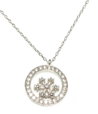 925 Sterling Silver Tiny Snowflake in a Circle Necklace - 3