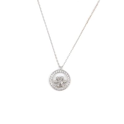 925 Sterling Silver Tiny Snowflake in a Circle Necklace - 2