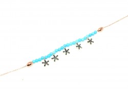 925 Sterling Silver Turquoise stone star model anklet - 4