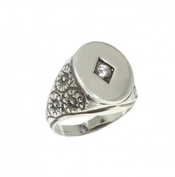 925 Sterling Silver White Cubic Zircon Oval Mirror Ring - 3