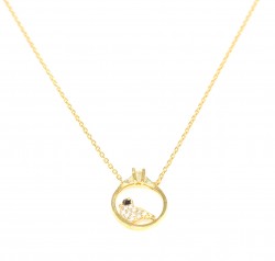 925K Sterling Silver Solitaire Dove Necklace, Yellow Gold Plated - 5