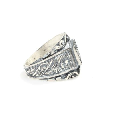 925s Silver Ottoman Tugra Signet Ring - 3