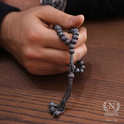 999 Ayar Gümüş Siyah Renk Kazaz Tesbih - 7