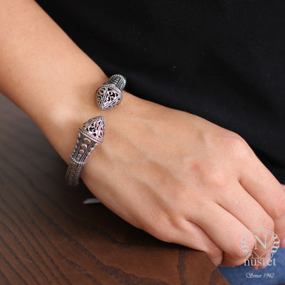 Ancient Byzantine Design Silver Bangle - 1