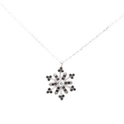 Black CZ. 925 Sterling Silver Snowflake Necklace - 3