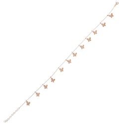 Butterfly Silver Anklet Rose- White Zircon -925 - 3