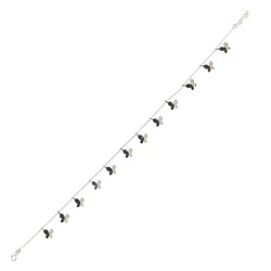 Butterfly Silver Anklet White- Black Zircon -925 - 4
