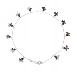 Butterfly Silver Anklet White- Black Zircon -925 - 3