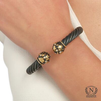 24 K Gold & Silver Double Toplu Bangle