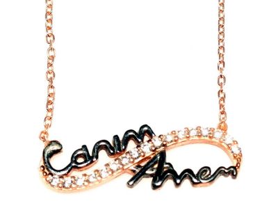 Dear Mommy Eternity Necklace Pink Color - White Stone - 9