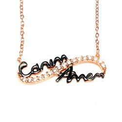 Dear Mommy Eternity Necklace Pink Color - White Stone - 10