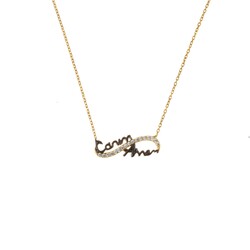 Dear Mommy Eternity Necklace Pink Color - White Stone - 6