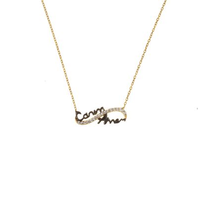 Dear Mommy Eternity Necklace Pink Color - White Stone - 6