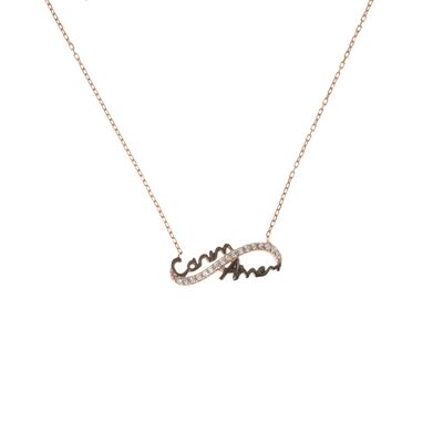 Dear Mommy Eternity Necklace Pink Color - White Stone - 7