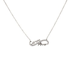 Dear Mommy Eternity Necklace Pink Color - White Stone - 8