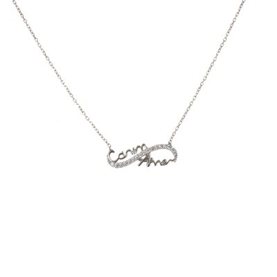 Dear Mommy Eternity Necklace Pink Color - White Stone - 8